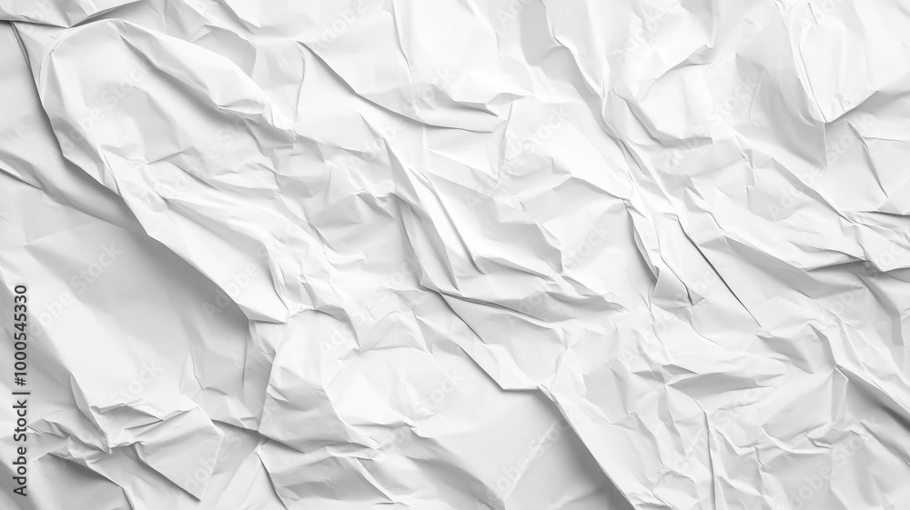 Fototapeta premium Crumpled White Paper Texture Background.generative ai