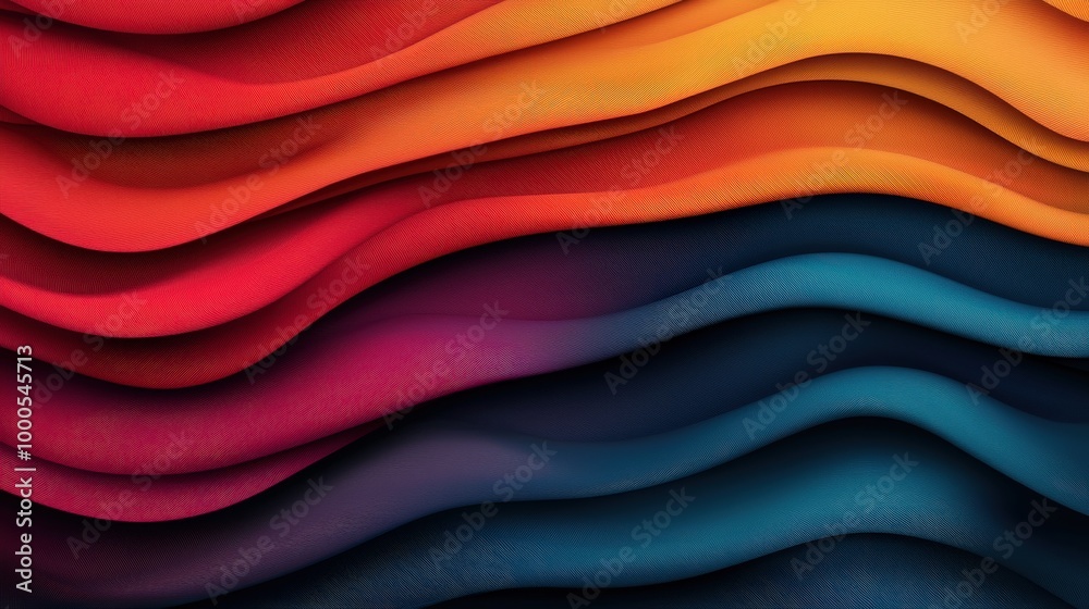 Abstract Wavy Background with Red  Orange  Purple and Blue Colors