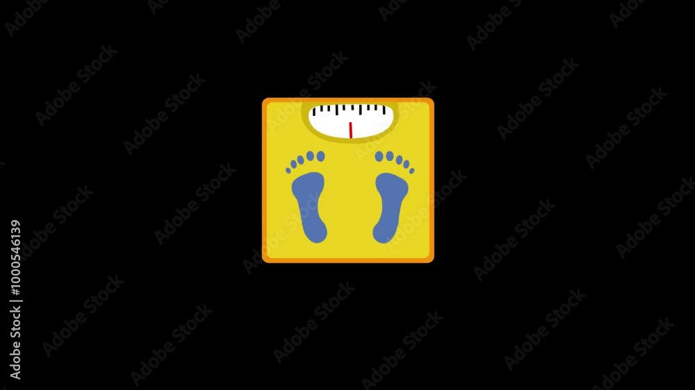 illustration of a scale on a black background, weight scale, icon of feet on the scale, 4k video illustration of a scale on a black background, weight scale, icon of feet on the scale, 4k video