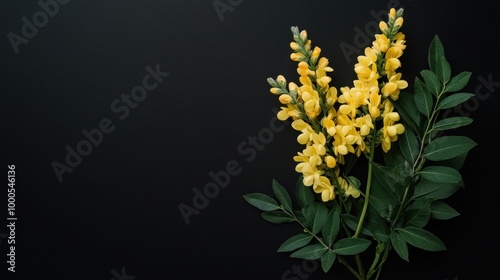 A close-up of vibrant yellow flowers against a dark background, showcasing natural beauty.