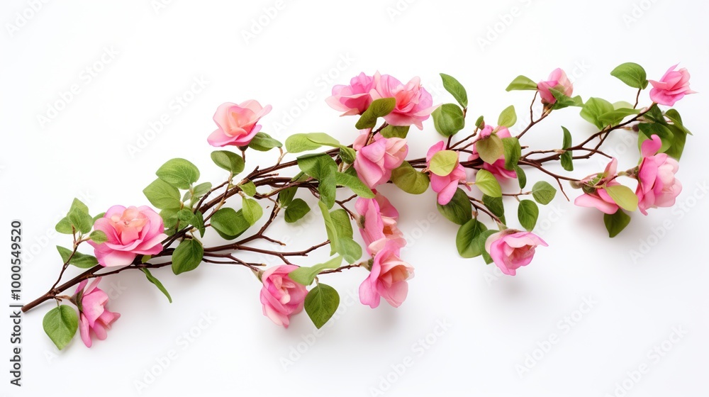 Naklejka premium Delicate Pink Flowers on a White Background