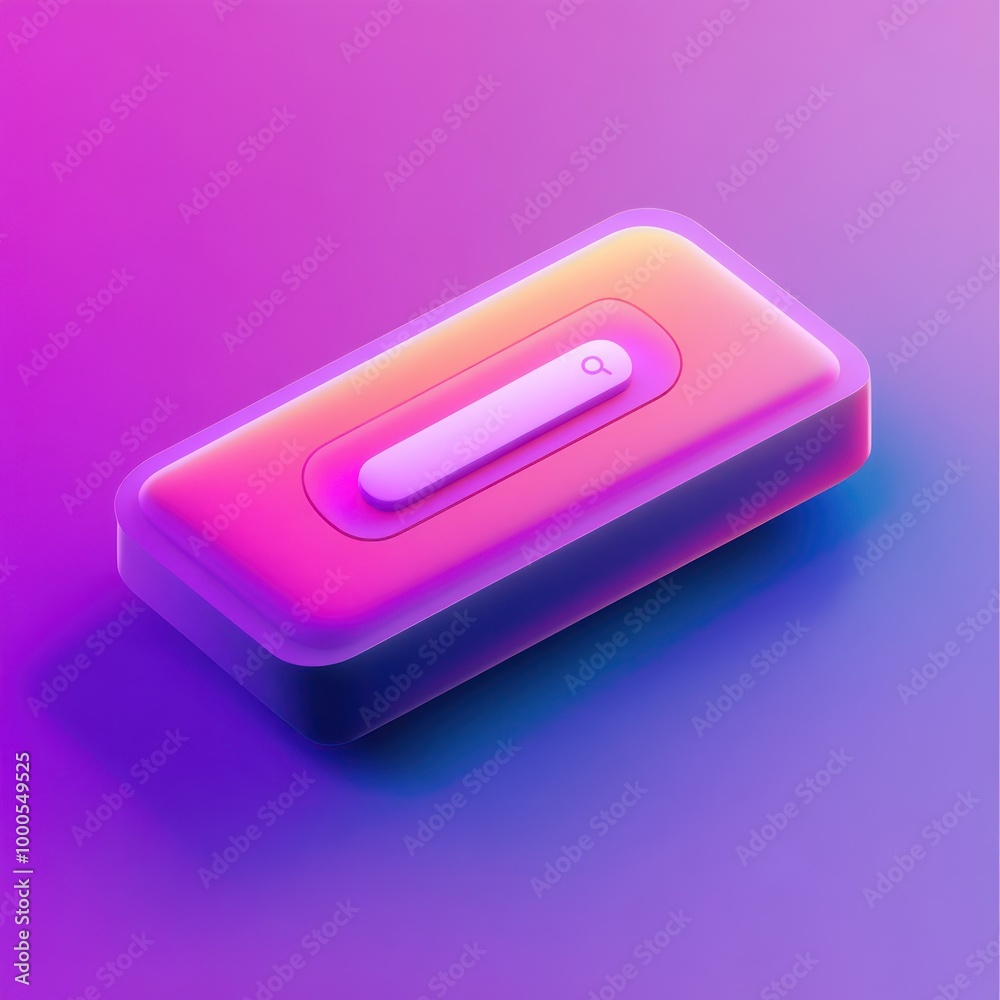 A vibrant, glossy rectangular button with a search icon on a colorful gradient background. A vibrant, glossy rectangular button with a search icon on a colorful gradient background.