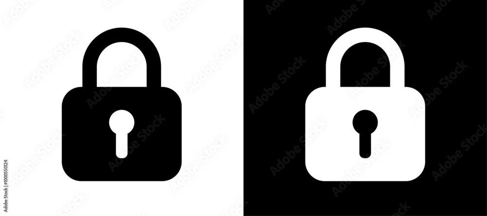 Simple black and white padlock symbols representing security and privacy concepts Simple black and white padlock symbols representing security and privacy concepts