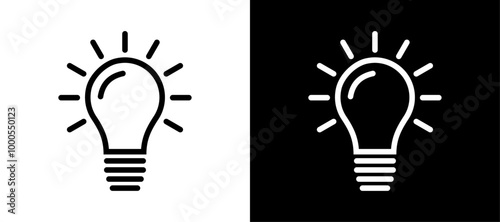 Light bulb design in contrasting black and white showcasing simplicity and creativity