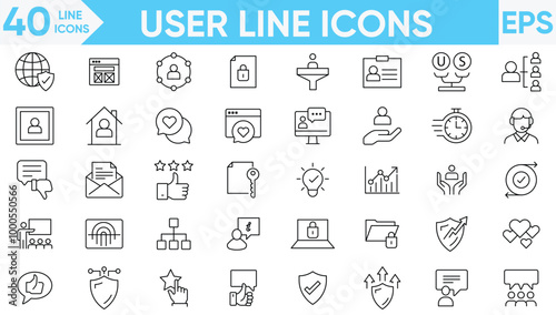 Users line icons vector and illustrator set
