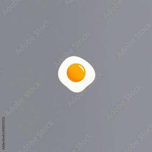 A simple fried egg on a neutral gray background, showcasing its bright yolk and white, perfect for a minimalist culinary design