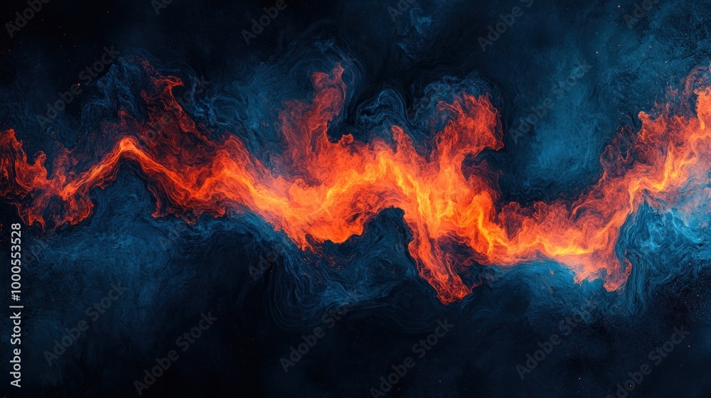 A vibrant abstract representation of swirling flames and cosmic elements in deep space. A vibrant abstract representation of swirling flames and cosmic elements in deep space.