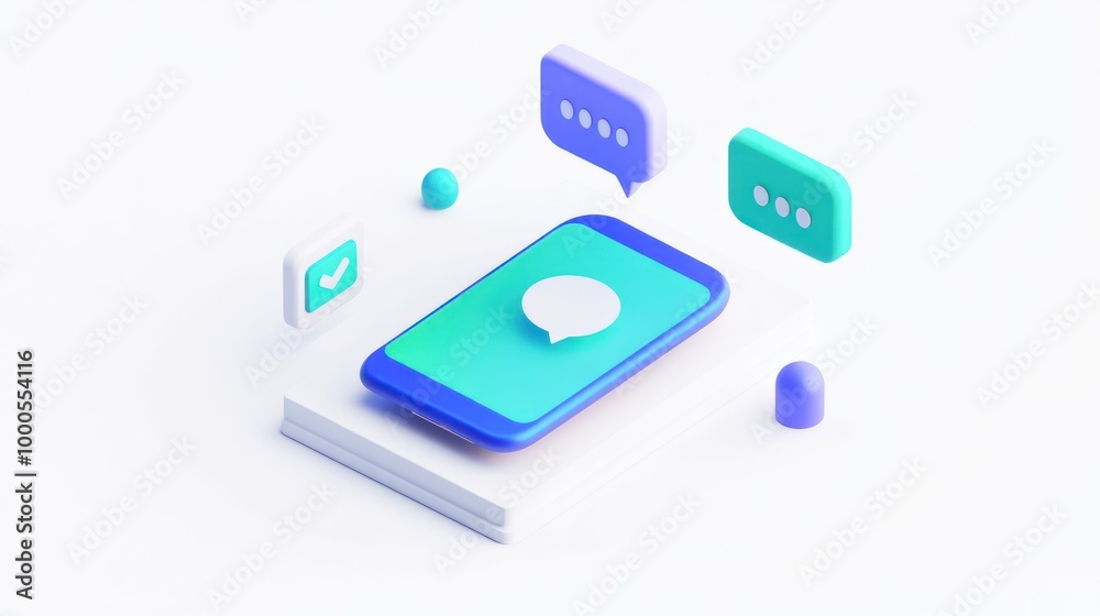 A stylized smartphone with message bubbles, symbolizing communication and messaging.