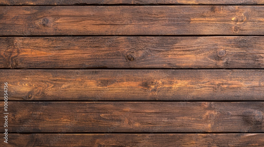 Naklejka premium Rustic Brown Wooden Plank Background Texture Vintage Wood Grain Pattern