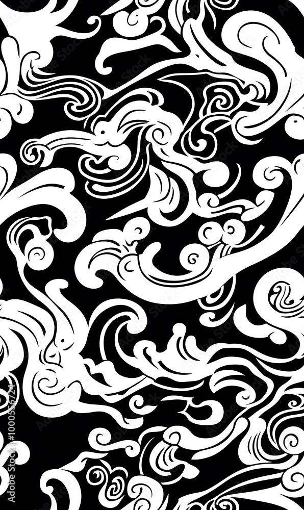 Chinese-inspired doodle tile seamless patterns in an illustrator graphic style Chinese-inspired doodle tile seamless patterns in an illustrator graphic style