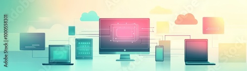 Digital devices connected through cloud technology, illustrating modern connectivity.