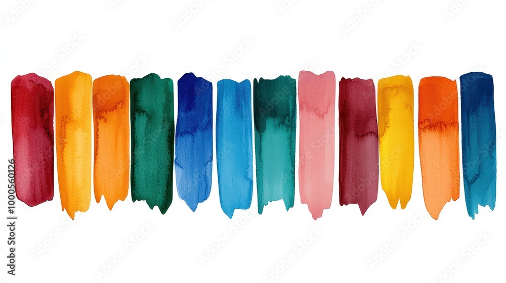 Naklejka premium Abstract Watercolor Paint Swatch Stripes Isolated on White Background