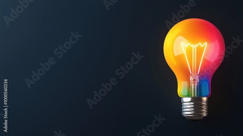 Colorful Light Bulb  Glowing Idea  Creativity Concept