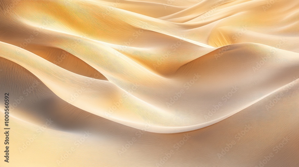Obraz premium Smooth waves of sand dunes in the desert, gently shaped by the wind and sunlight