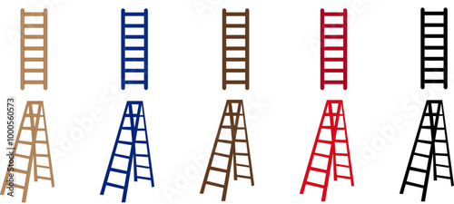 Building ladders, Colourful ladders collection,Ladder to success,Realistic ladders for housekeeping, Set of stepladders, Stair cases and rope ladder wooden and metal, Ladders for construction