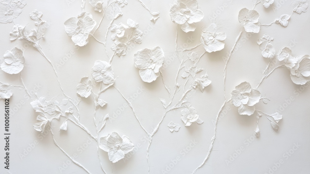 Textured white paper with a pressed floral design, adding an elegant and artistic touch Textured white paper with a pressed floral design, adding an elegant and artistic touch