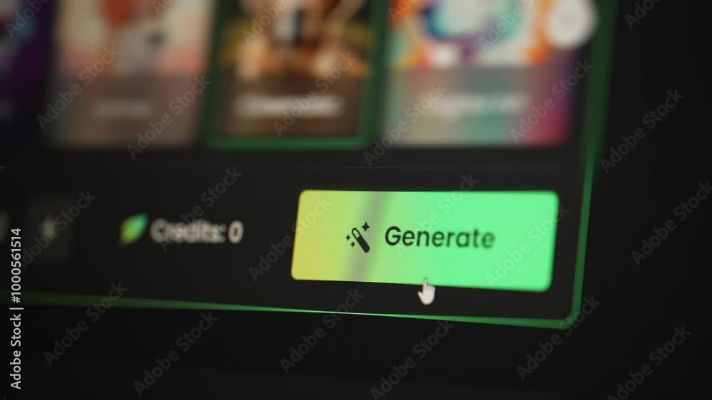 User click generative button to generate data or create information from prompt with AI on artificial intelligence platform through internet. Online technology for convenience concept. Webography.