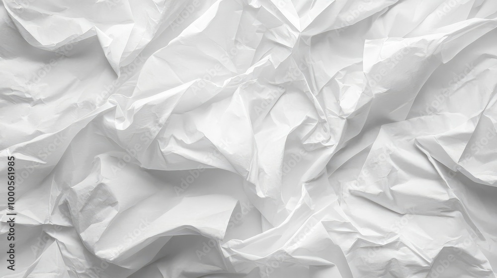 Obraz premium Wrinkled white tissue paper texture, with soft creases and delicate folds