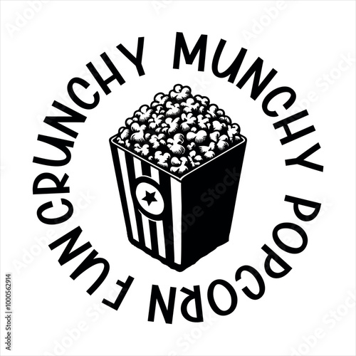 Crunchy Munchy Popcorn Fun-Popcorn Day t shirt design, Calligraphy graphic design typography element,Hand drawn lettering phrase isolated on white background, Hand written vector sign Files for Cut