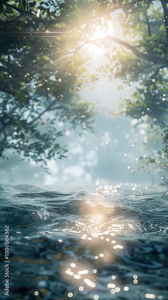 Sunlight Through Trees Reflecting on Tranquil Water Sunlight Through Trees Reflecting on Tranquil Water