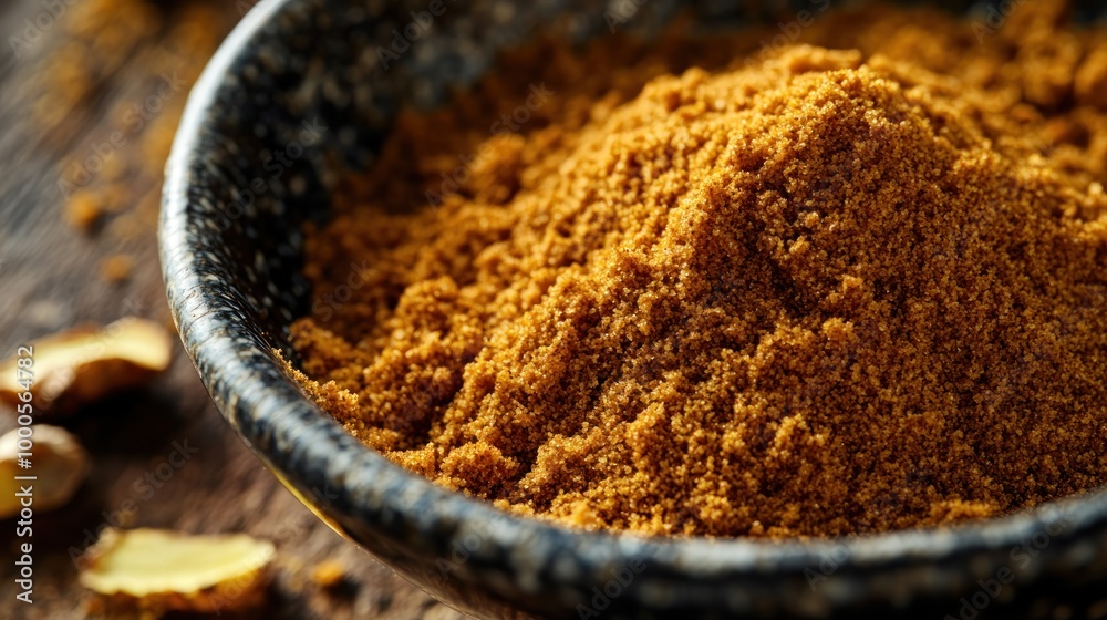 A close-up of ground spice in a textured bowl, showcasing its rich color and fine texture. A close-up of ground spice in a textured bowl, showcasing its rich color and fine texture.