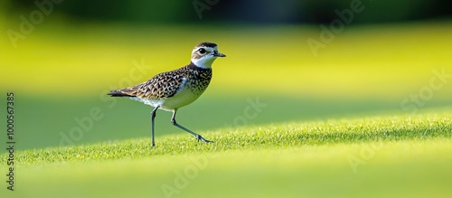 A Kildeer Walking on a Green Field photo