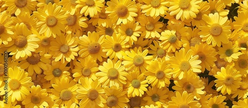 Floral Background With Canarian Marguerite Daisy Argyranthemum Double Yellow Garden Variety