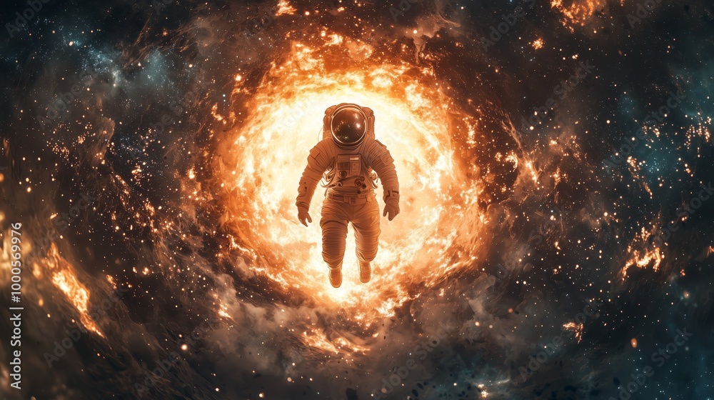 Astronaut Breaking Through a Glowing Nebula Astronaut Breaking Through a Glowing Nebula