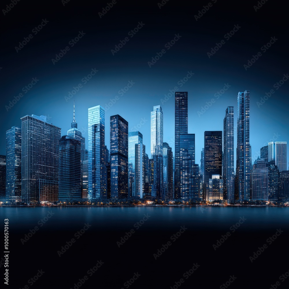 Fototapeta premium Illuminated City Skyline at Night