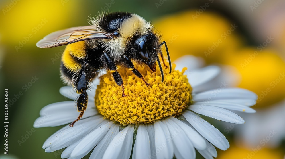 Close-Up of Bee on Flower in Minimalist Style Close-Up of Bee on Flower in Minimalist Style