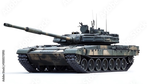 Modern Military Tank on a White Background