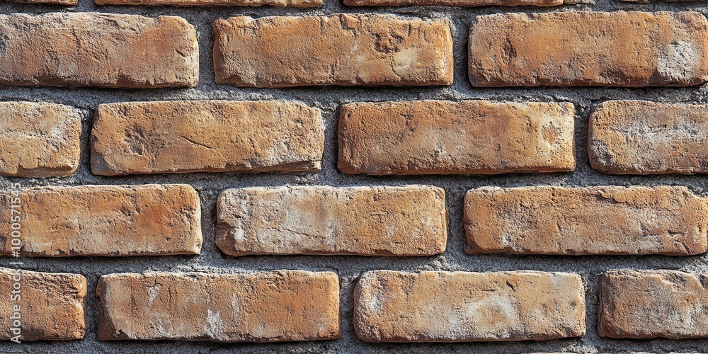 A weathered brick wall with mortar, showcasing the rustic charm of natural materials A weathered brick wall with mortar, showcasing the rustic charm of natural materials