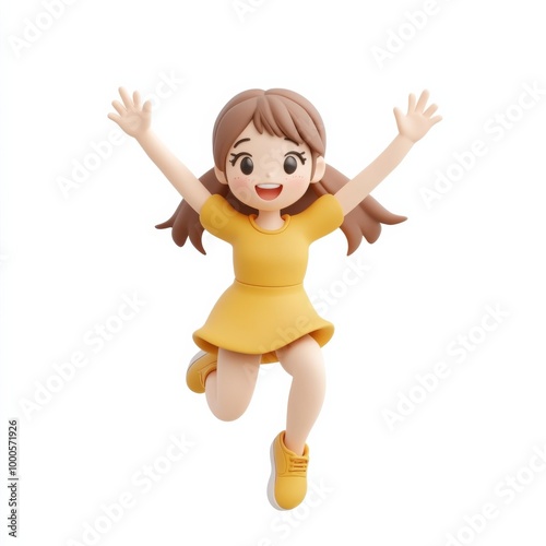 child jumping character 3d icon in cartoon style