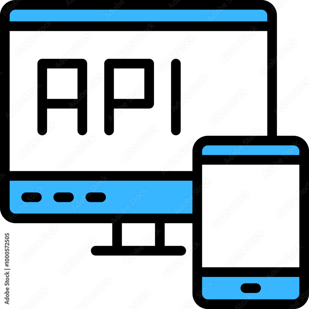 Api Interface Blue Icon Design Vector Api Interface Blue Icon Design Vector