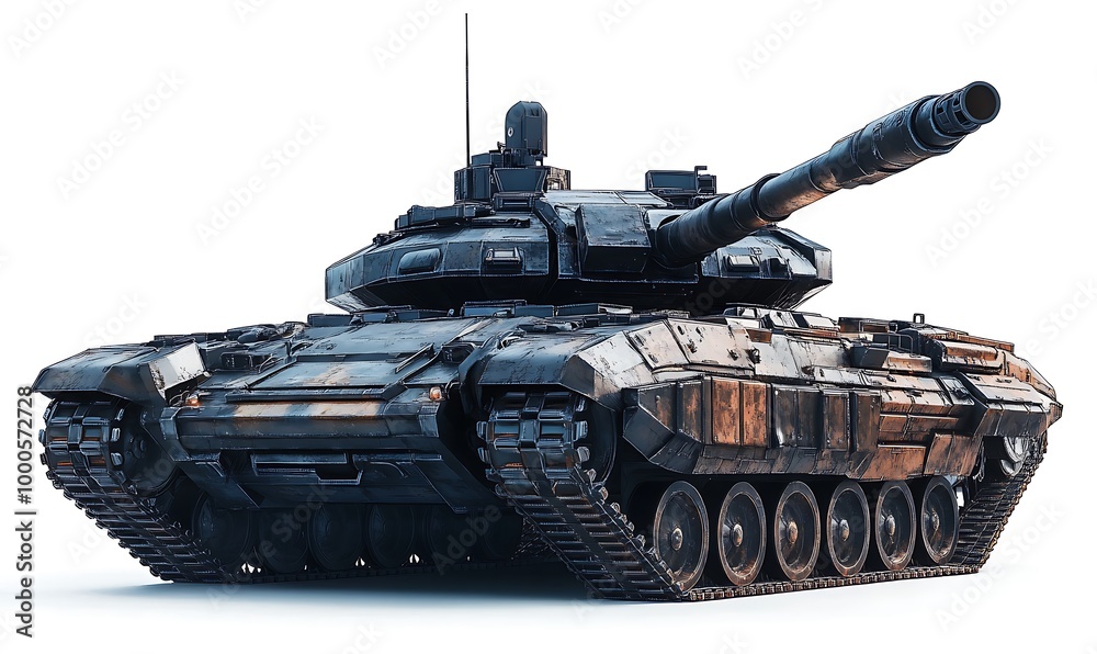 Modern Military Tank with Black and Rust Armor Modern Military Tank with Black and Rust Armor
