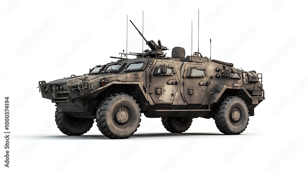 Military Armored Vehicle, 4x4, with Turret and Machine Gun Military Armored Vehicle, 4x4, with Turret and Machine Gun