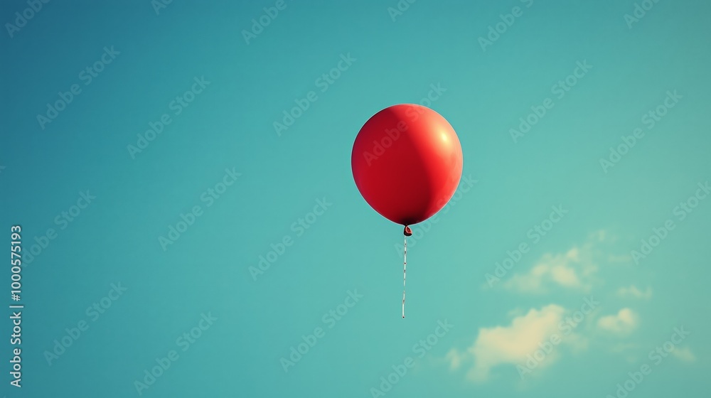 Obraz premium Single Floating Balloon in Clear Sky