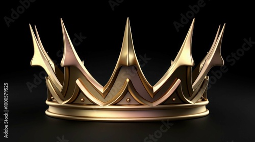 3D rendered golden fantasy crown isolated on background