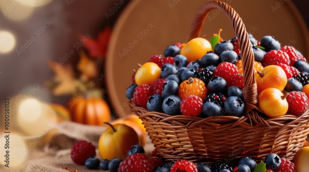 basket with blueberries and raspberries basket with blueberries and raspberries