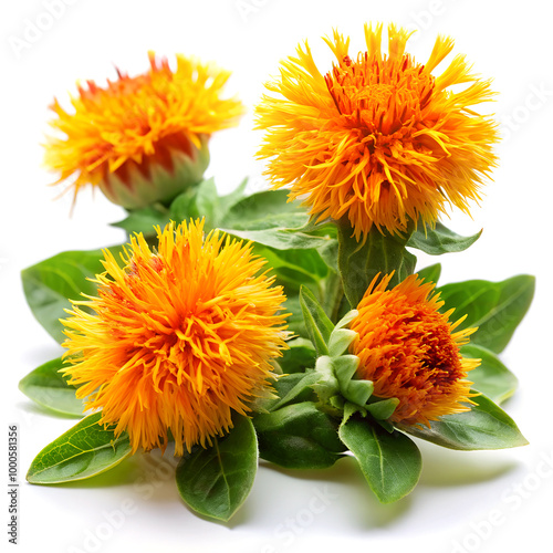 Medicinal safflowers isolated on white background