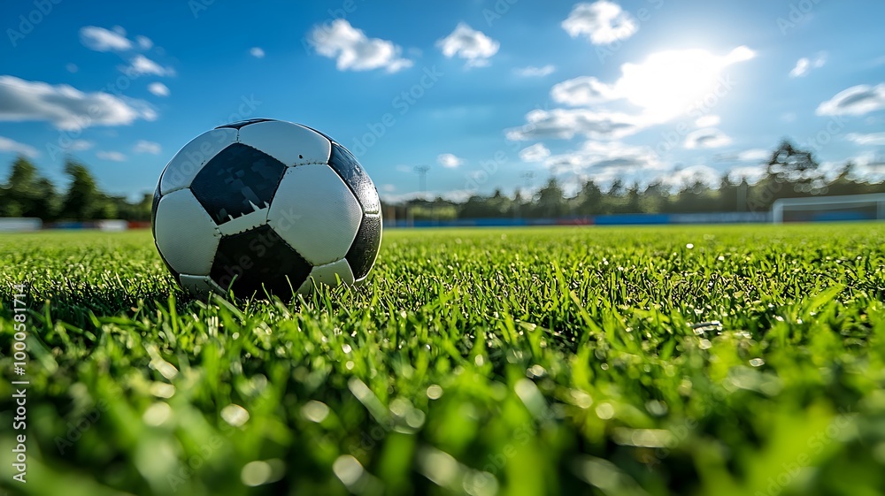 Fototapeta premium Perfect Game: Soccer Ball on Vibrant Green Grass
