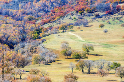 Autumn view of Toad Dam, Wulan Butong Township, Hexigteng Banner, Chifeng City, Inner Mongolia Autonomous Region, China photo