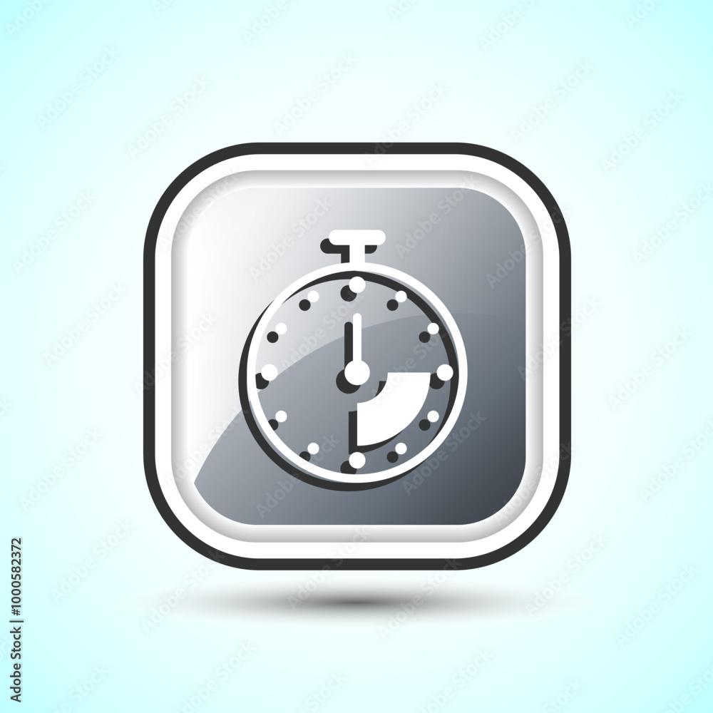 Clock Icon Design Illustration, Watch Icon For Apps and Websites, Gray Color Square Button Design Clock Icon Design Illustration, Watch Icon For Apps and Websites, Gray Color Square Button Design