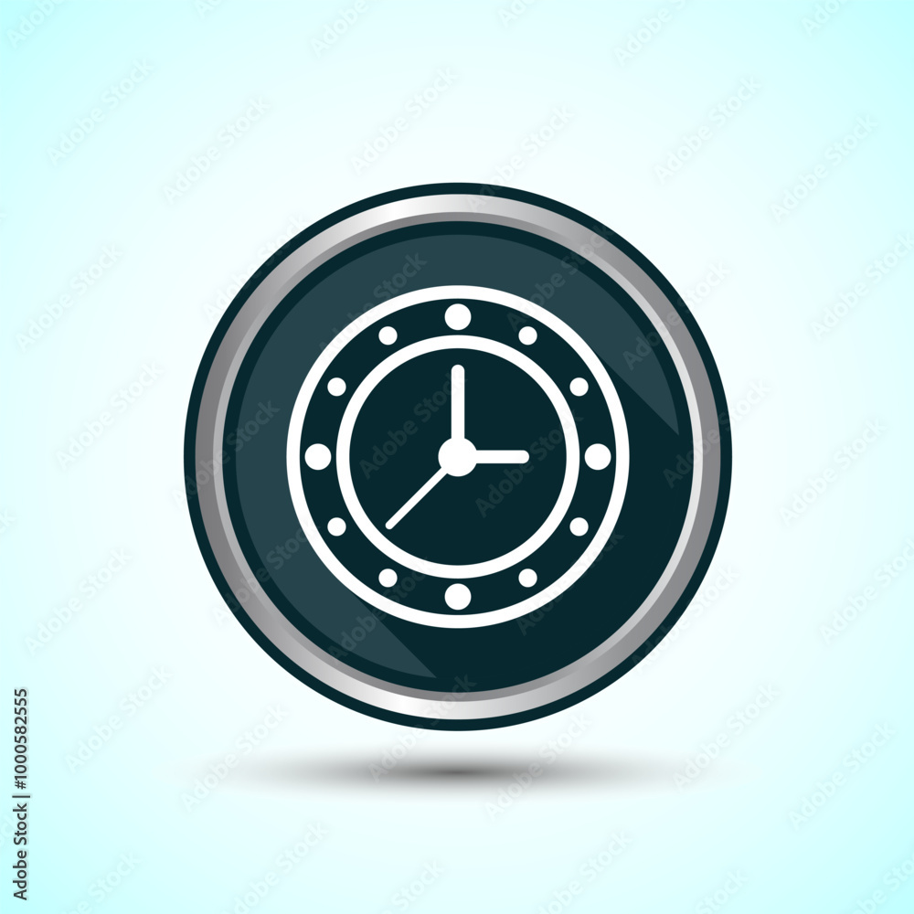 Clock Icon Design Illustration, Watch Icon For Apps and Websites, Gray Shadow Button Design Clock Icon Design Illustration, Watch Icon For Apps and Websites, Gray Shadow Button Design
