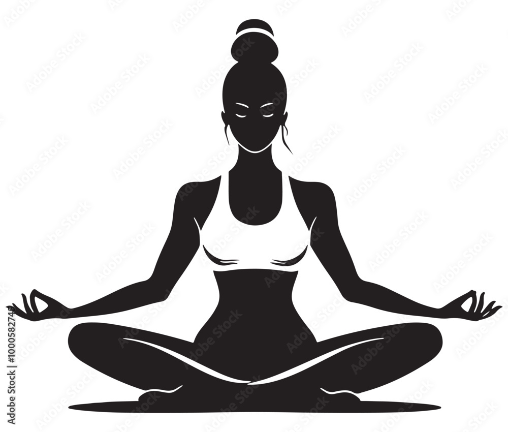 Silhouette of yoga woman, Yoga vector, Female exercise yoga Silhouette of yoga woman, Yoga vector, Female exercise yoga