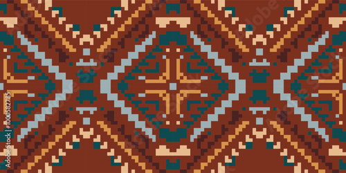 Fabric Pattern Ethnic Pattern Sweatshirtfolk Embroidery, Aztec Geometric Ornament Print. Design for Carpet, Wallpaper, Clothing, Wrapping, Fabric