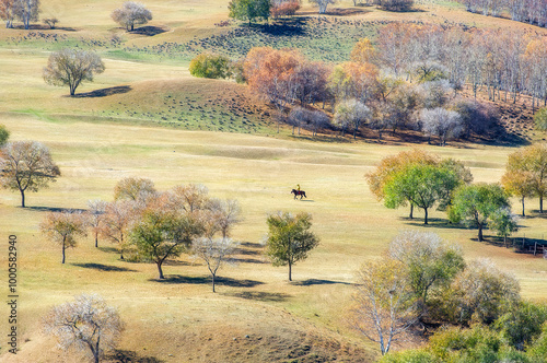 Autumn view of Toad Dam, Wulan Butong Township, Hexigteng Banner, Chifeng City, Inner Mongolia Autonomous Region, China photo