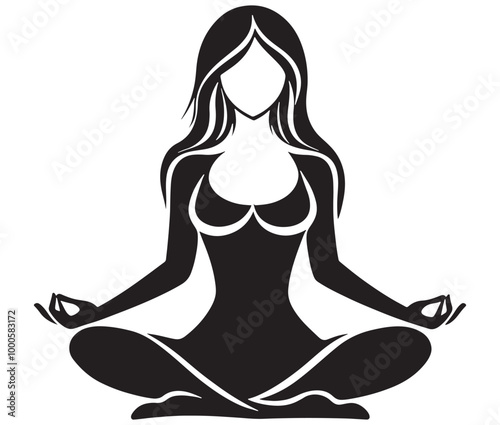 Silhouette of yoga woman, Yoga vector, Female exercise yoga
