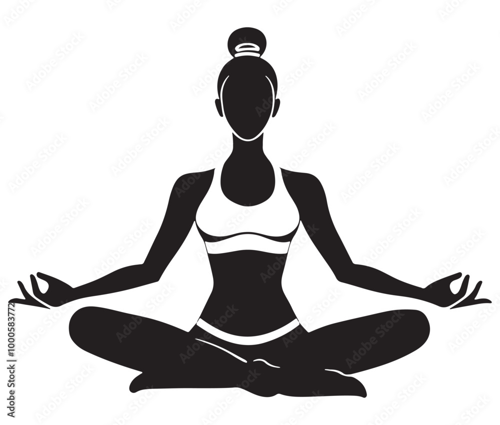 Silhouette of yoga woman, Yoga vector, Female exercise yoga Silhouette of yoga woman, Yoga vector, Female exercise yoga