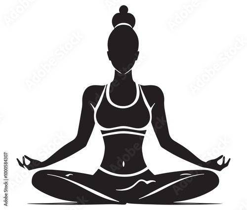 Silhouette of yoga woman, Yoga vector, Female exercise yoga